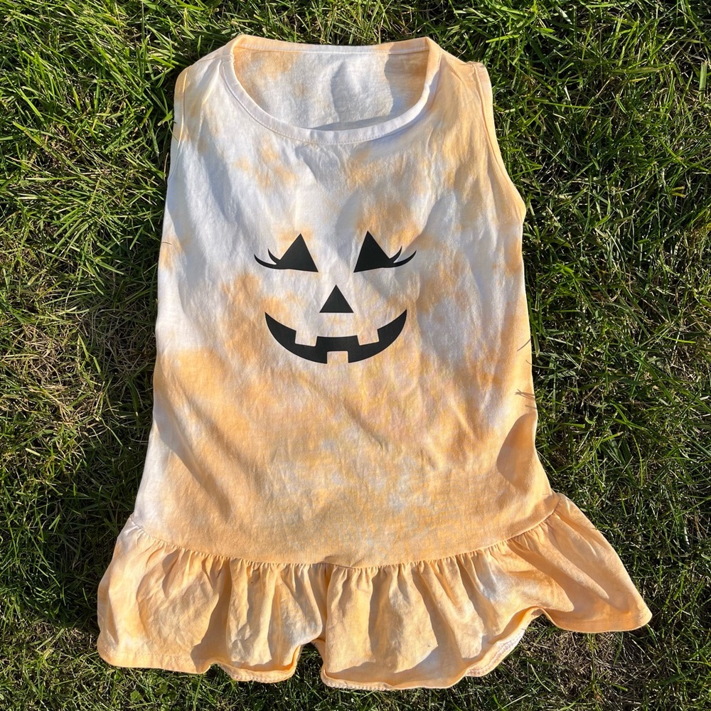 Pet Large Halloween Pumpkin Face Orange Random Tie-Dye Dress
